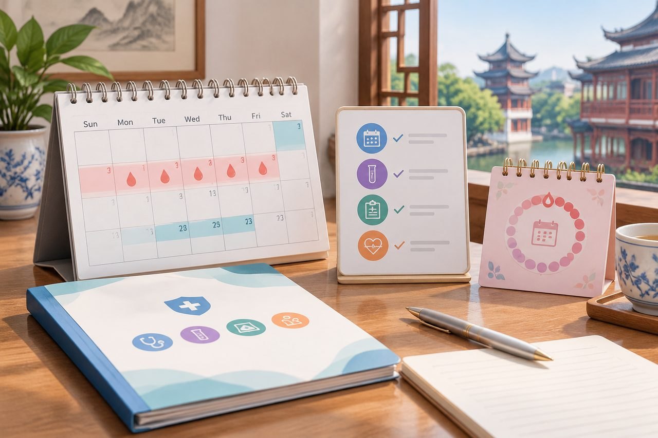 Editorial illustration: Planning a health checkup in China Around Your Menstrual Cycle