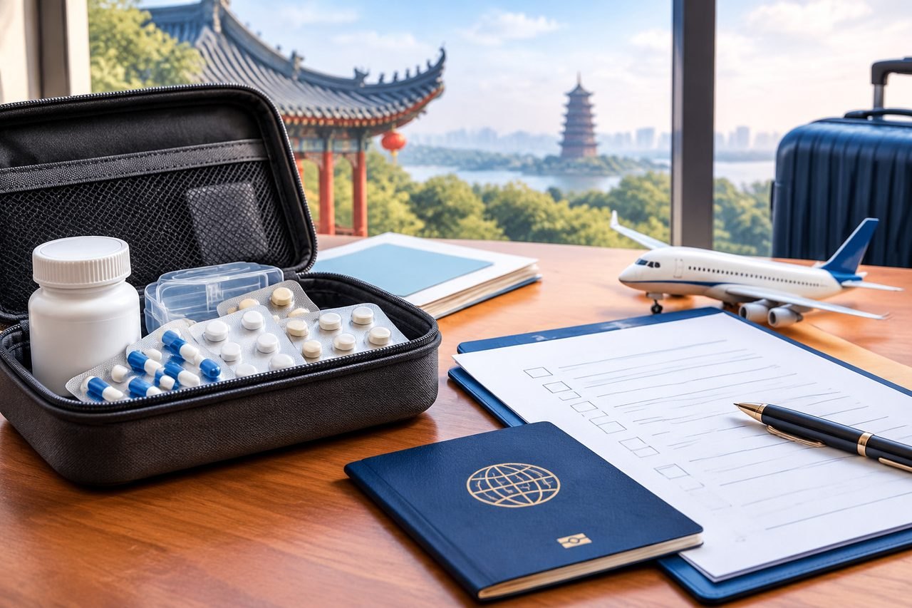 Editorial illustration: Controlled Medicines and Travel to China: What to Verify First