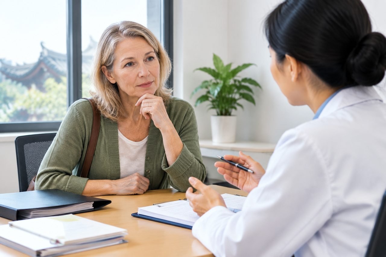 Illustrative image: A patient engages in a consultation with a medical professional in a clinic setting.
