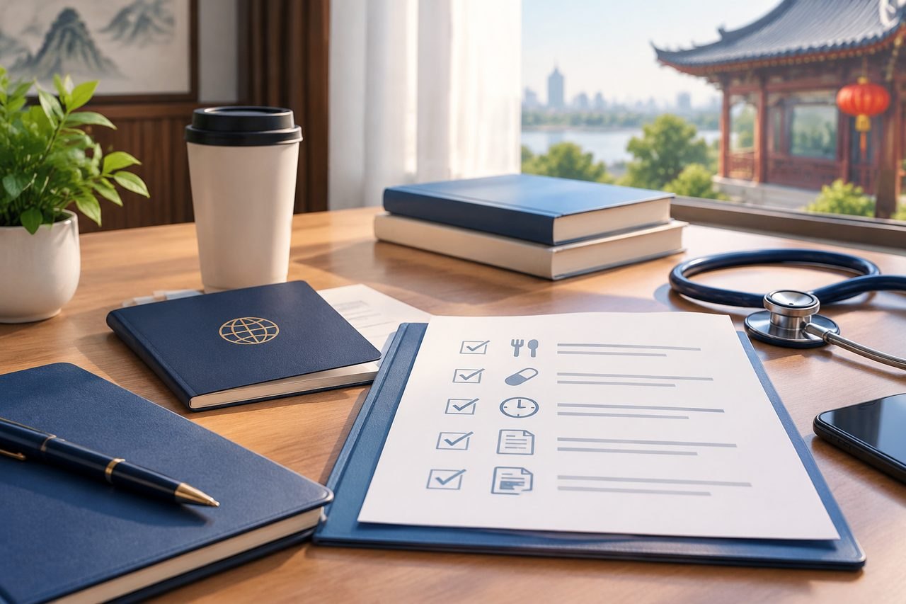 Editorial illustration: Health Checkups During a Business Trip in China: Preparation Instructions to Confirm