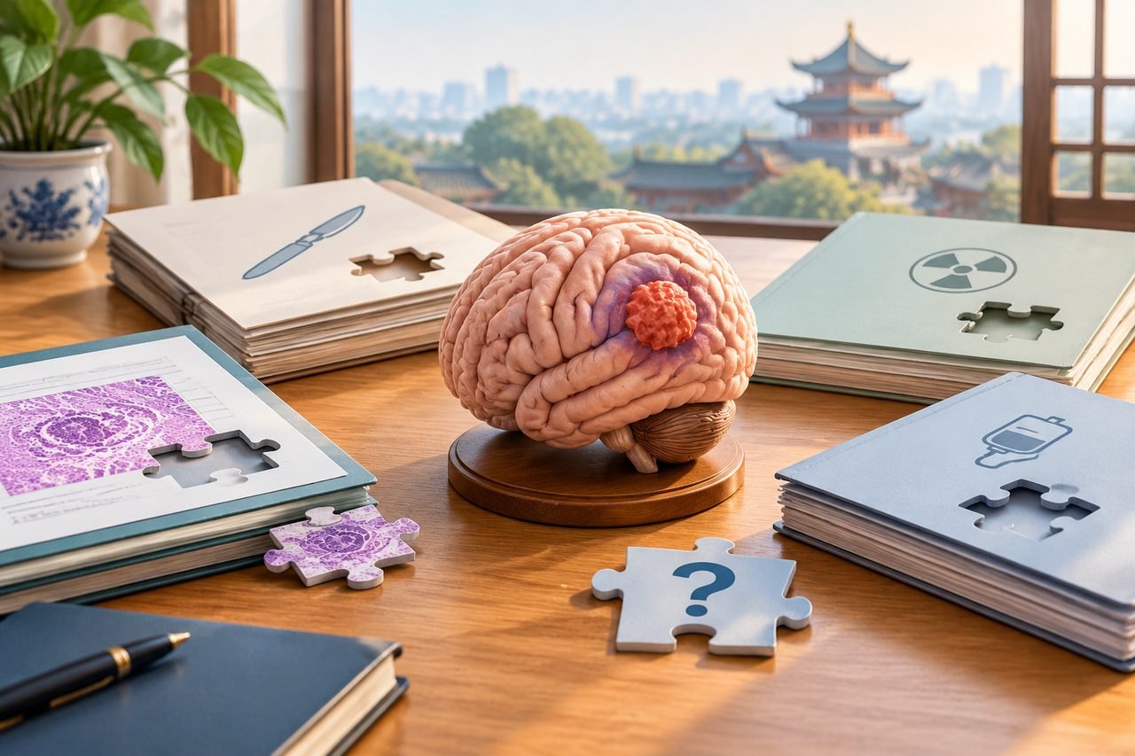 Editorial illustration: Recurrent Brain Tumor in China: What Missing Records Could Leave Unclear