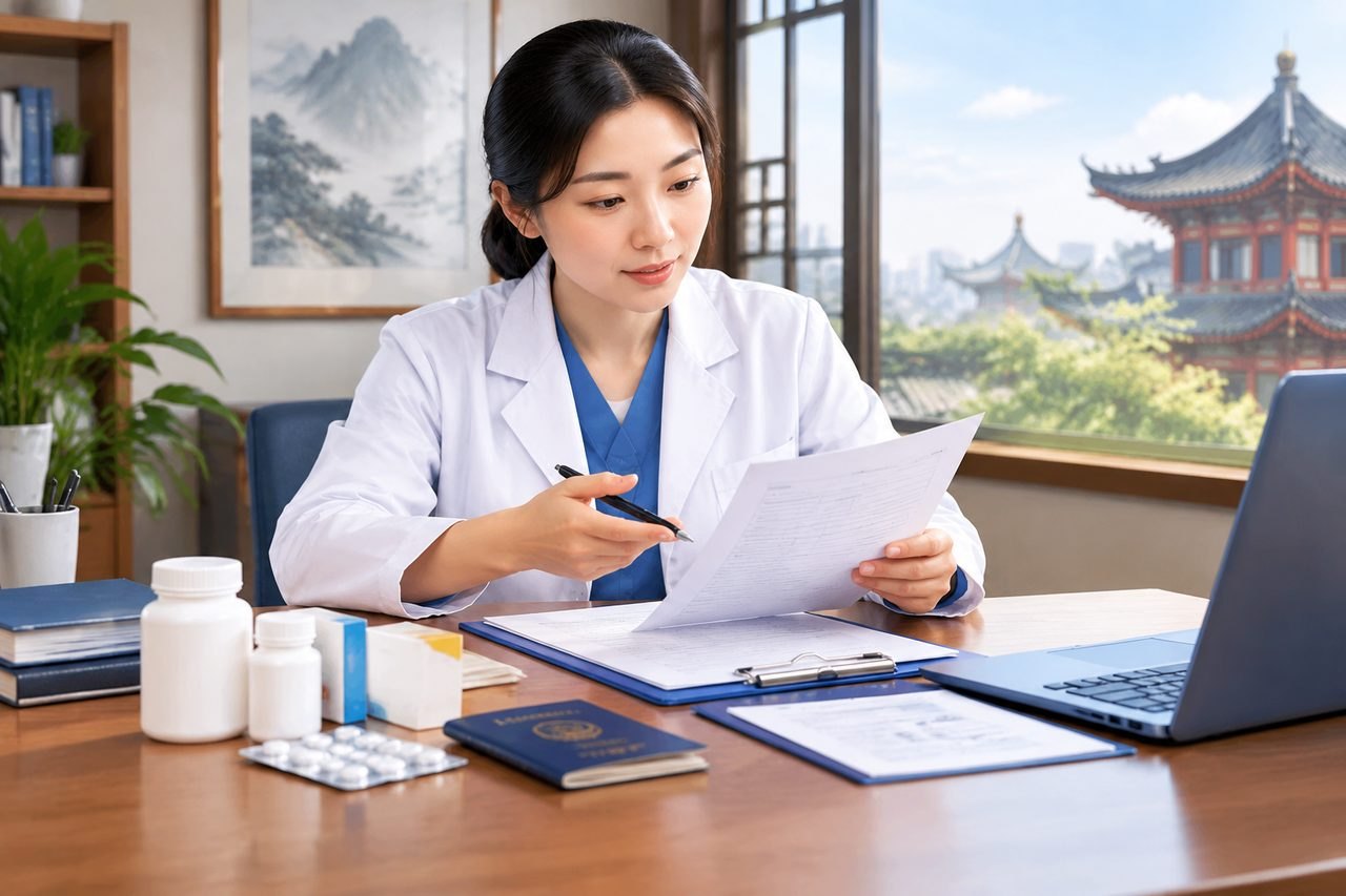 Editorial illustration: China Customs Asks About Your Medicine: Keeping the Details Clear