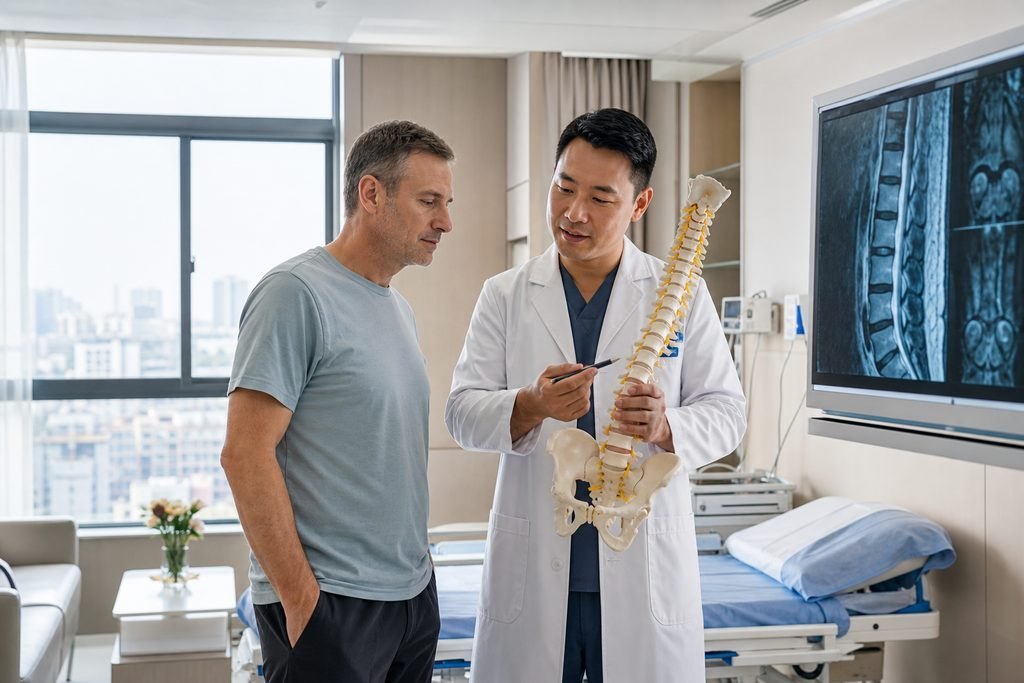 Editorial illustration: Spinal Fusion Surgery in China: Understanding The Spinal Diagnosis