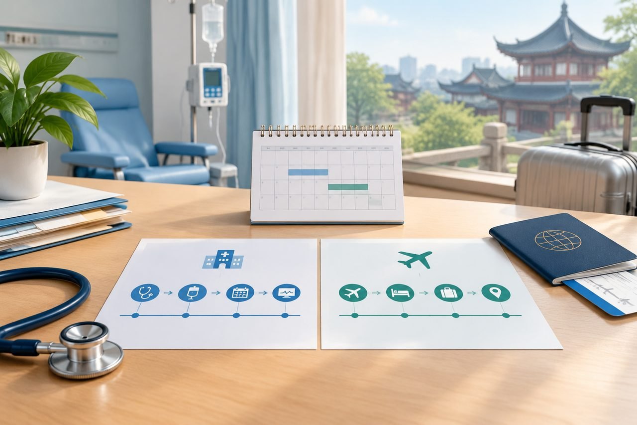 Editorial illustration: Chemotherapy in China: Separating Medical and Travel Timelines