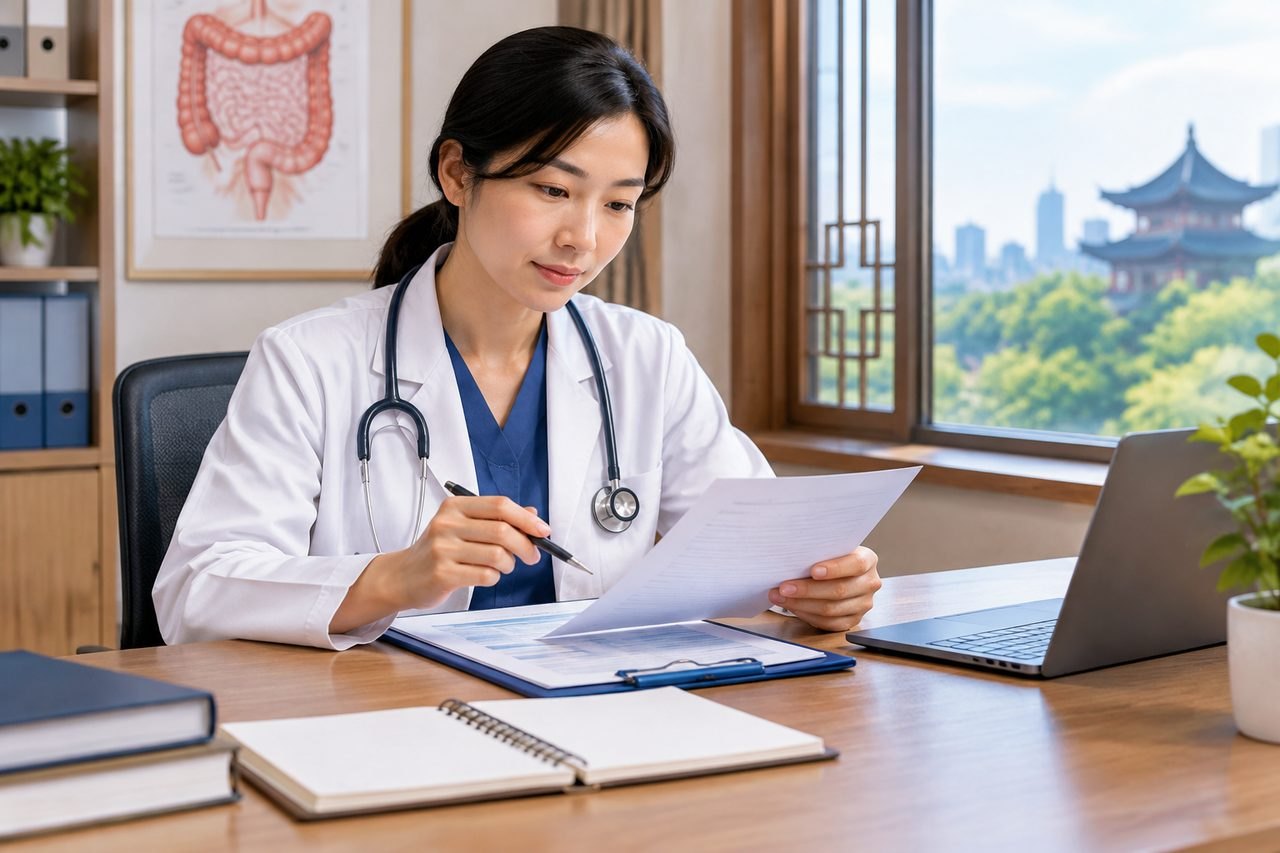 Editorial illustration: Ulcerative Colitis Care in China: Cost Questions Beyond the First Visit