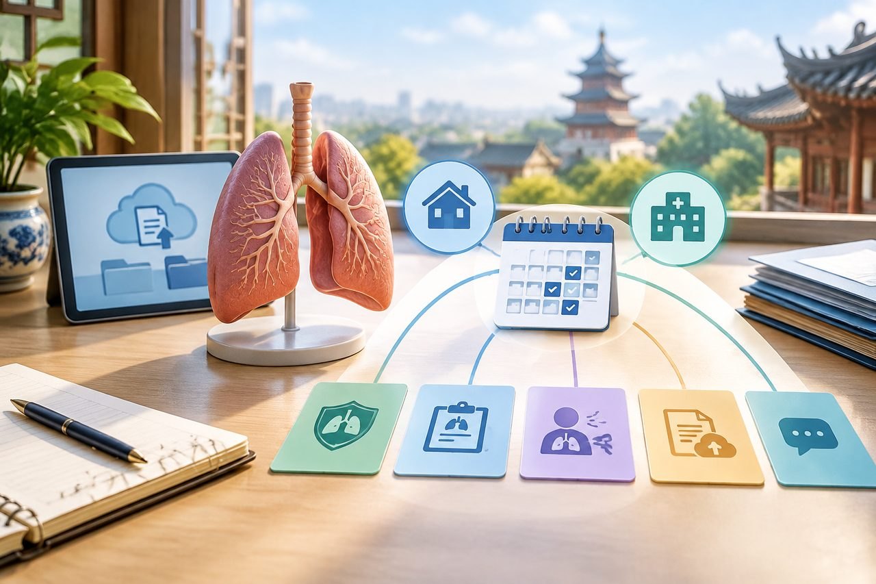 Editorial illustration: Lung Health Assessment in China: One Appointment or Several Visits?