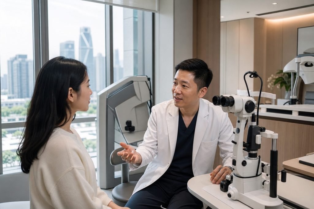 Editorial illustration: Laser Vision Correction in China: Confirming the Department and Appointment