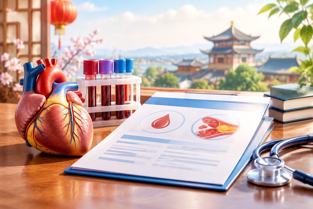 Editorial illustration: Cholesterol Testing in China: English Interpretation and Written Reports