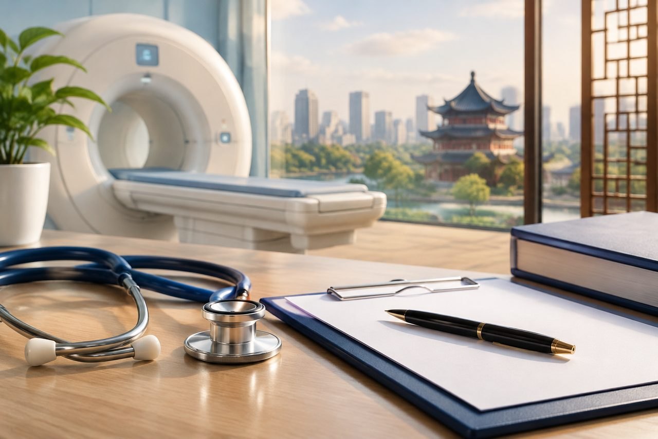 Editorial illustration: Executive Health Checkups in China: What Happens After an Unexpected Finding?
