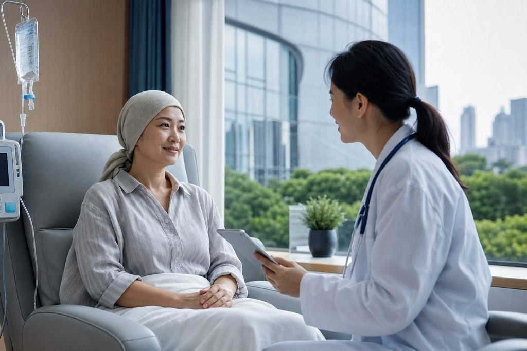 AI illustration: After Immunotherapy in China: Sharing Treatment and Safety Information at Home