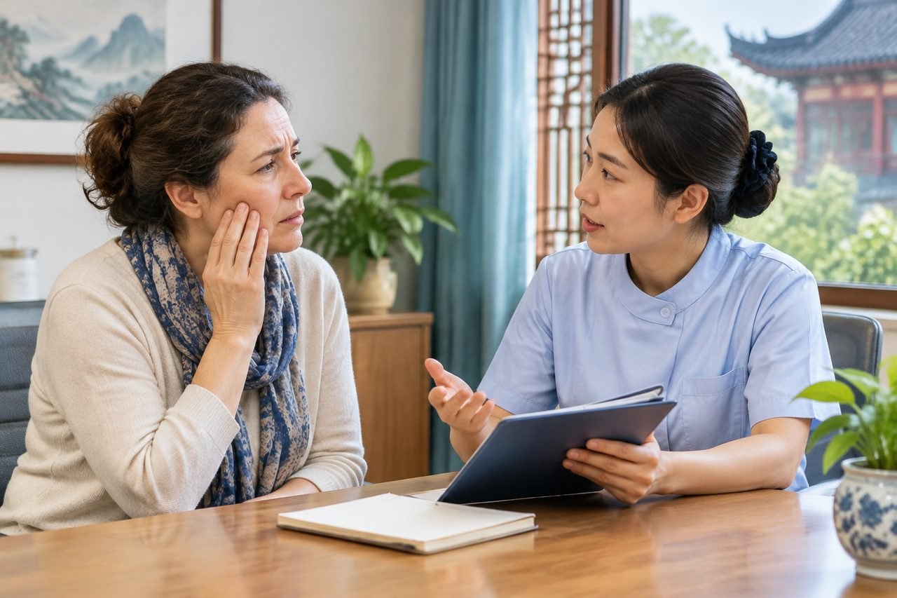 Illustrative image: A consultation between a medical professional and a patient in a clinic setting.