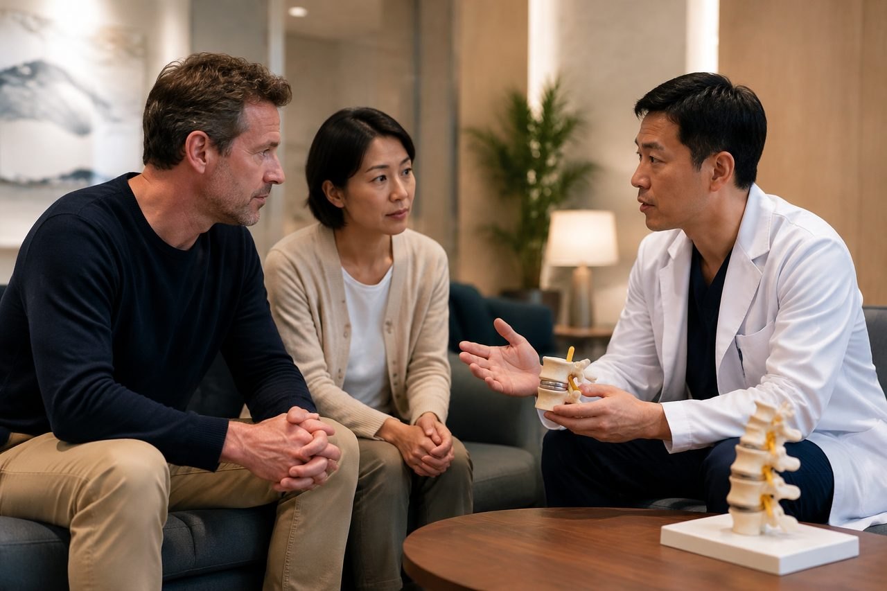 AI illustration: Lumbar Disc Replacement or Fusion in China: Understanding the Proposed Choice
