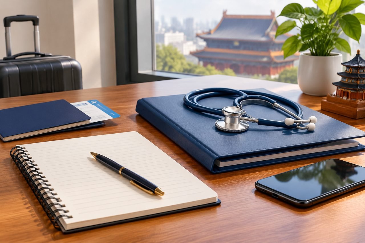 Editorial illustration: Health Checkups for Frequent Travellers in China: Receiving Reports After You Leave