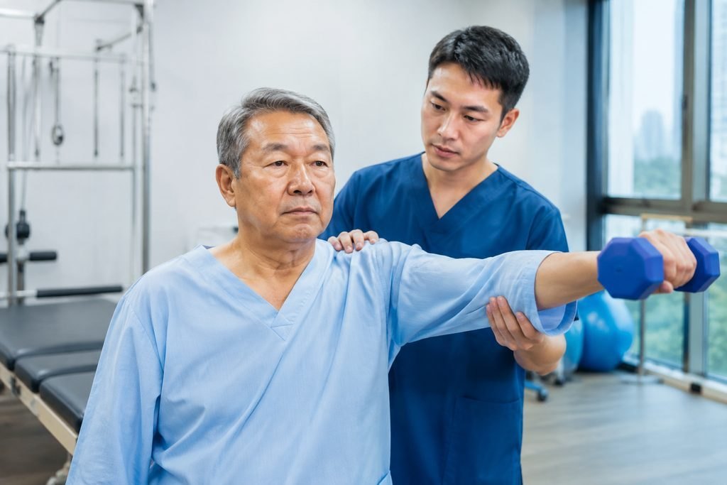 Editorial illustration: Shoulder Replacement in China: Consent Questions Before Agreeing to Care
