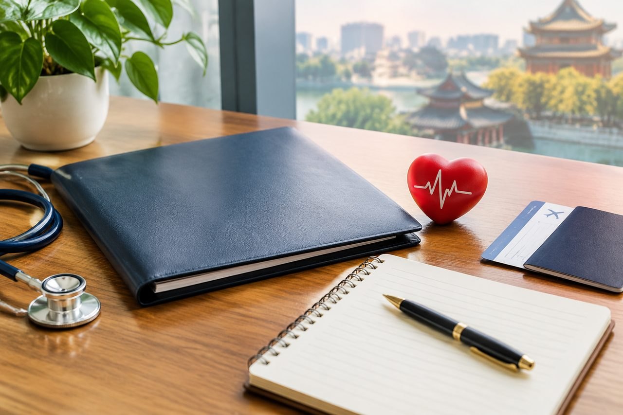 Editorial illustration: Cardiovascular Health Checks in China: Receiving Reports After You Leave