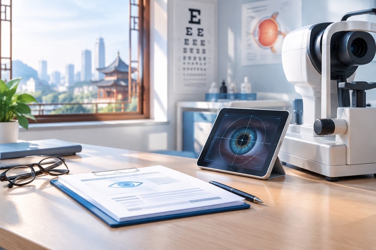 Editorial illustration: Eye Health Checks in China: English Interpretation and Written Reports