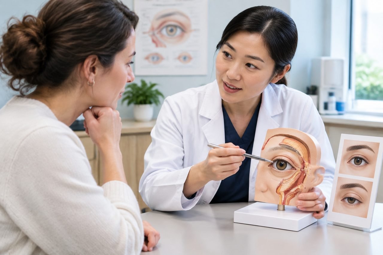 AI illustration: Considering Eyelid Surgery in China: Questions About Eye Health and Goals