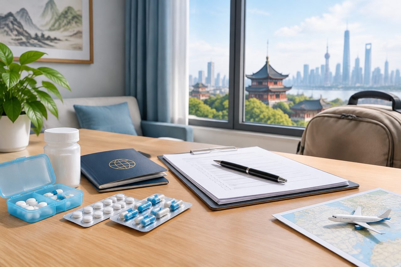 Editorial illustration: Sleep or Anxiety Medicines and China Entry: What Needs Checking?