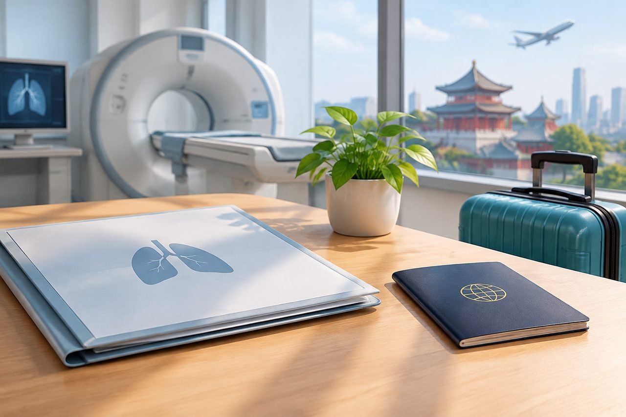 Editorial illustration: Lung Health Assessment in China: Receiving Reports After You Leave