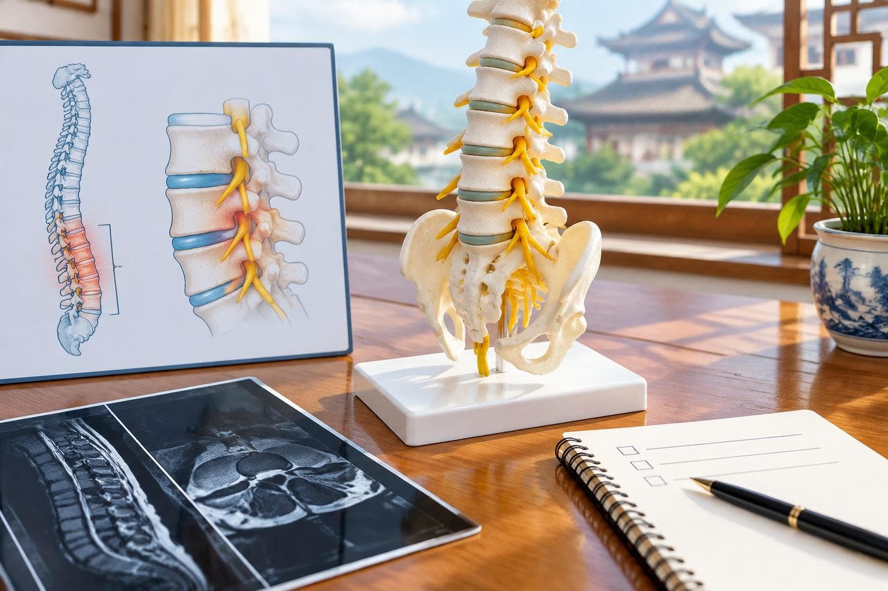 Editorial illustration: Lumbar Decompression in China: Questions About Symptoms