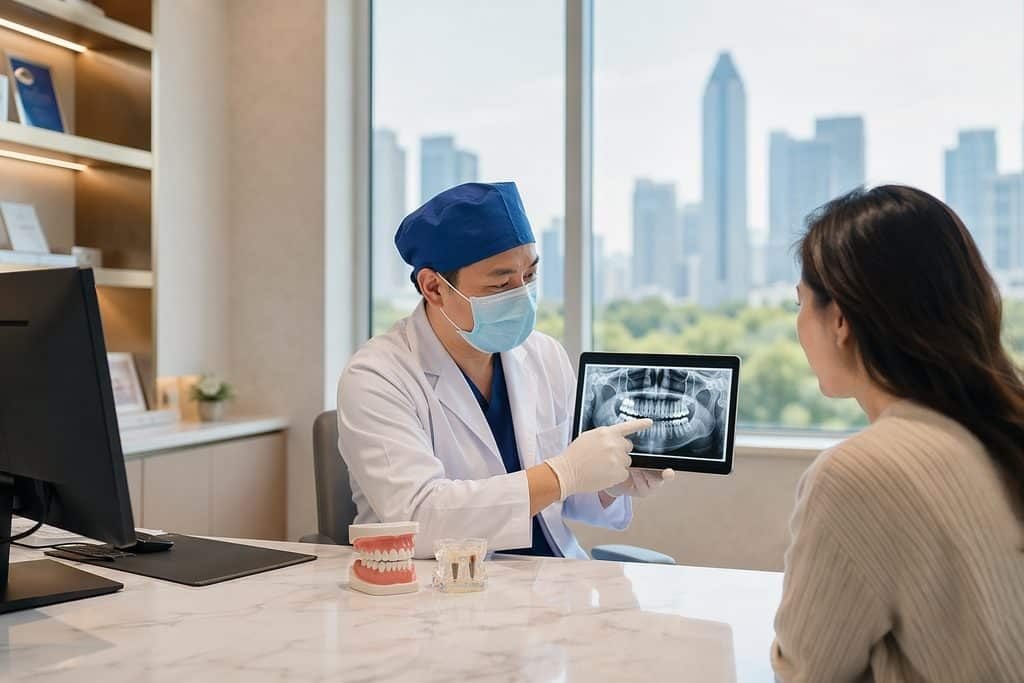 Editorial illustration: Dental Crowns and Bridges in China: Consent Questions Before Agreeing to Care