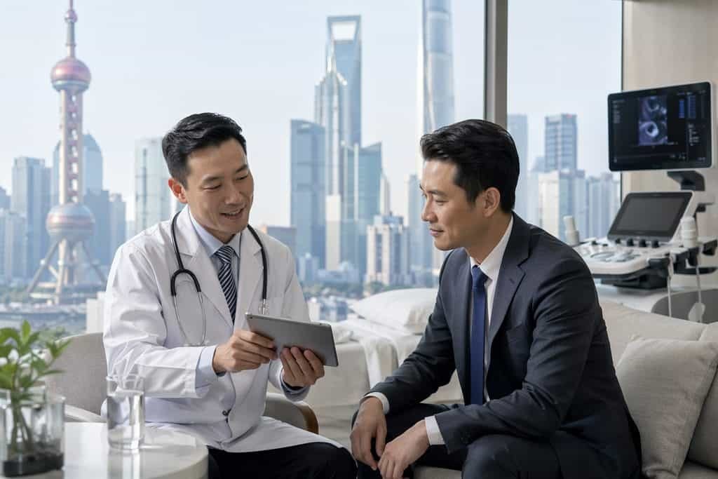Editorial illustration: How to Take a China Checkup Report Back to Your Home Doctor