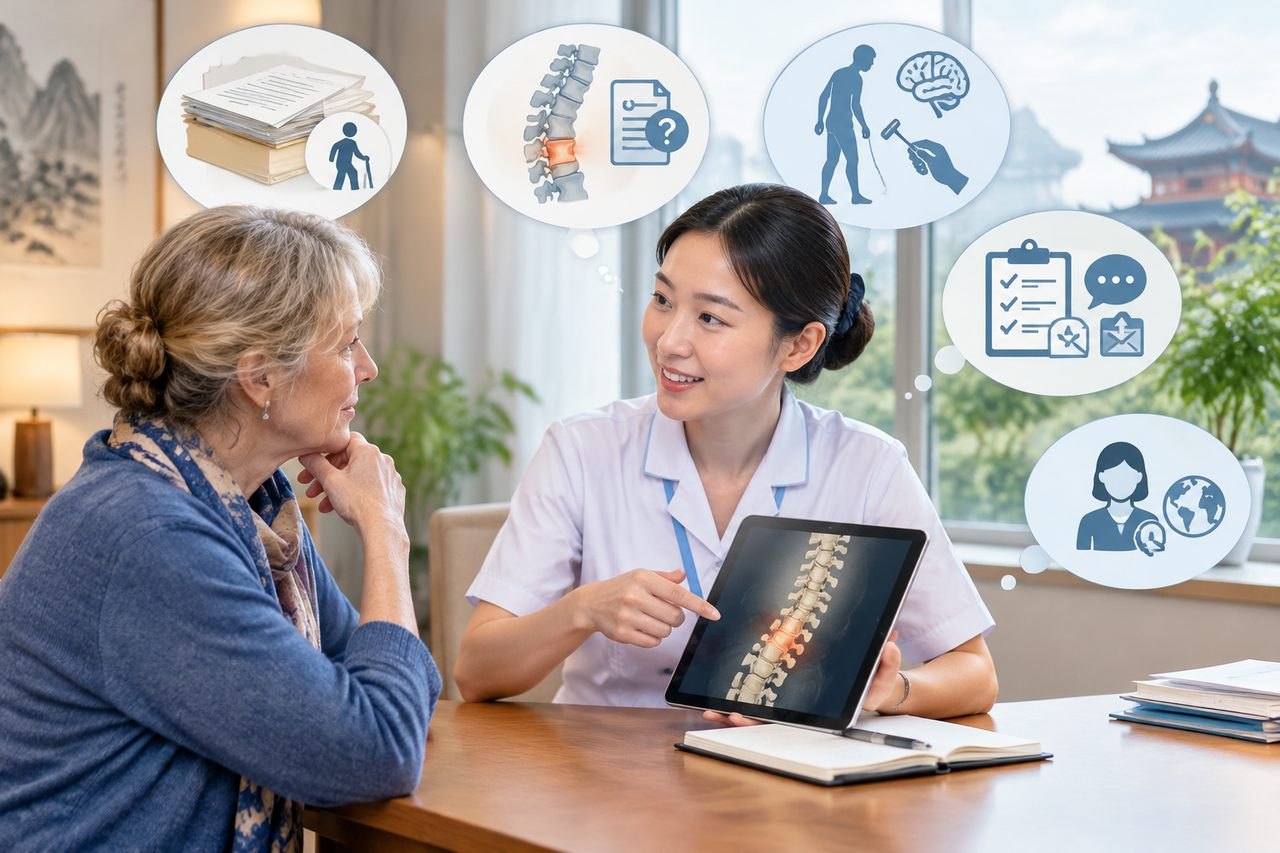 Editorial illustration: Lumbar Spinal Stenosis in China: Which Questions Require an In-Person Assessment?