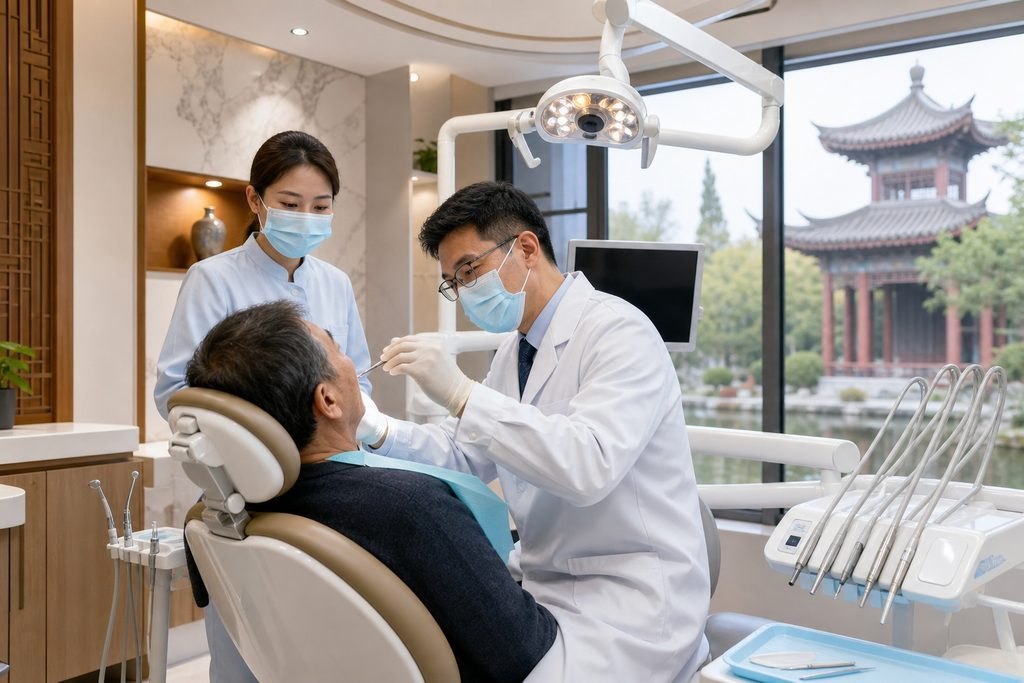 Editorial illustration: All-on-4 Dental Implants in China: Communicating With Your Home Medical Team