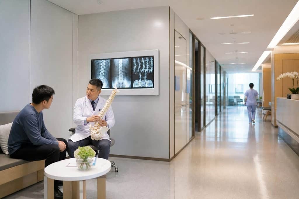 Editorial illustration: Spinal Fusion Surgery in China: Communicating With Your Home Medical Team