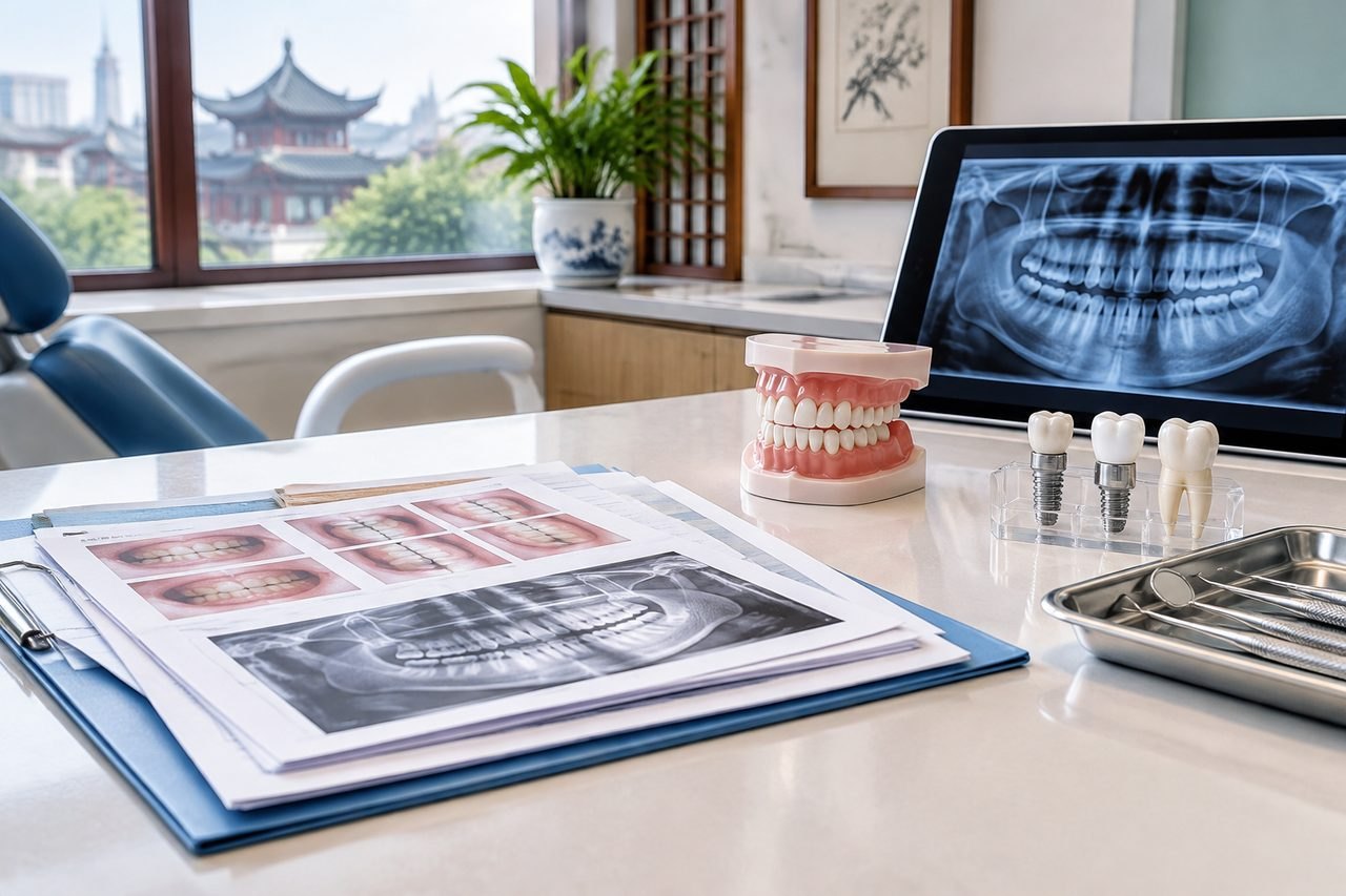 Editorial illustration: Dental Health Checks in China: Questions About Previous Dental Work