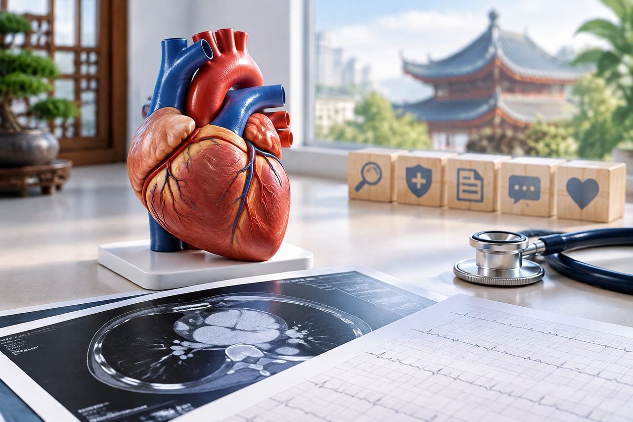 Editorial illustration: Cardiovascular Health Checks in China: What Happens After an Unexpected Finding?