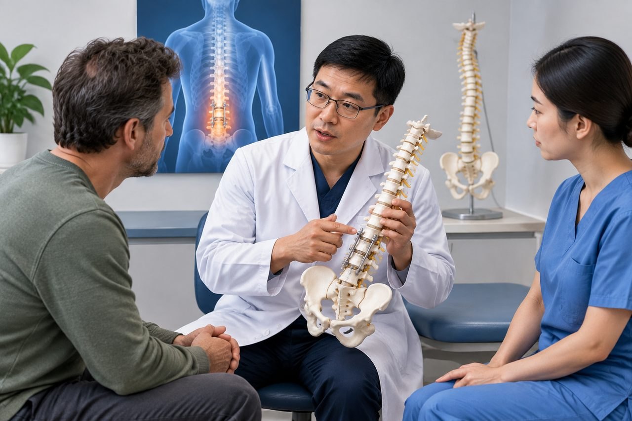 AI illustration: After Spinal Fusion in China: Sharing Operation-Specific Restrictions