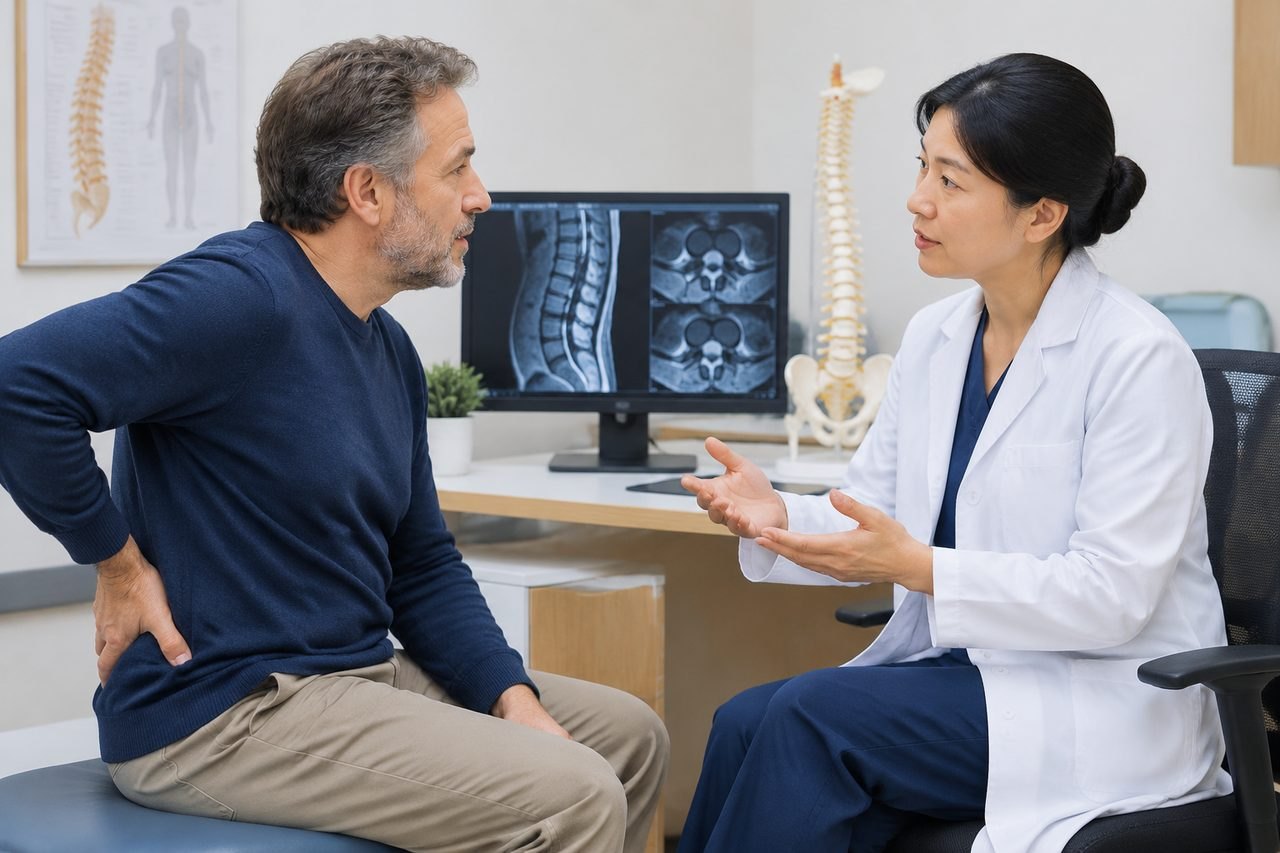 AI illustration: Lumbar Decompression in China: Which Scans and Symptom Details to Prepare?