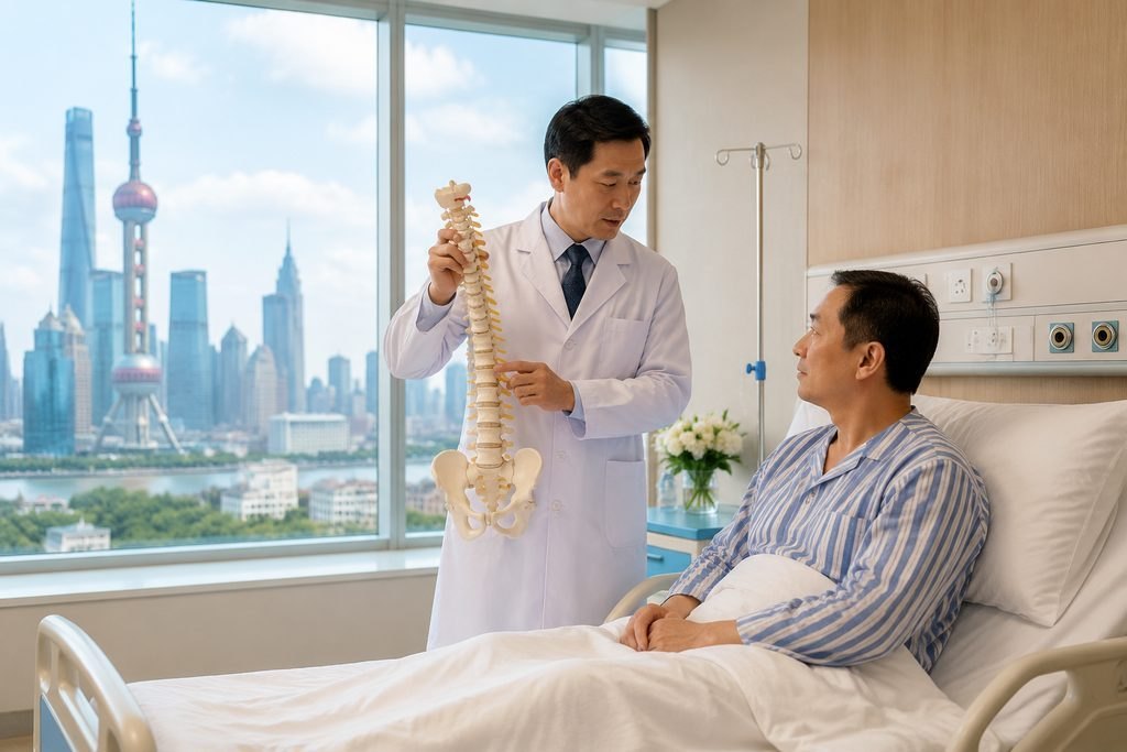 Editorial illustration: Spinal Fusion Surgery in China: How Existing Health Conditions Affect Assessment
