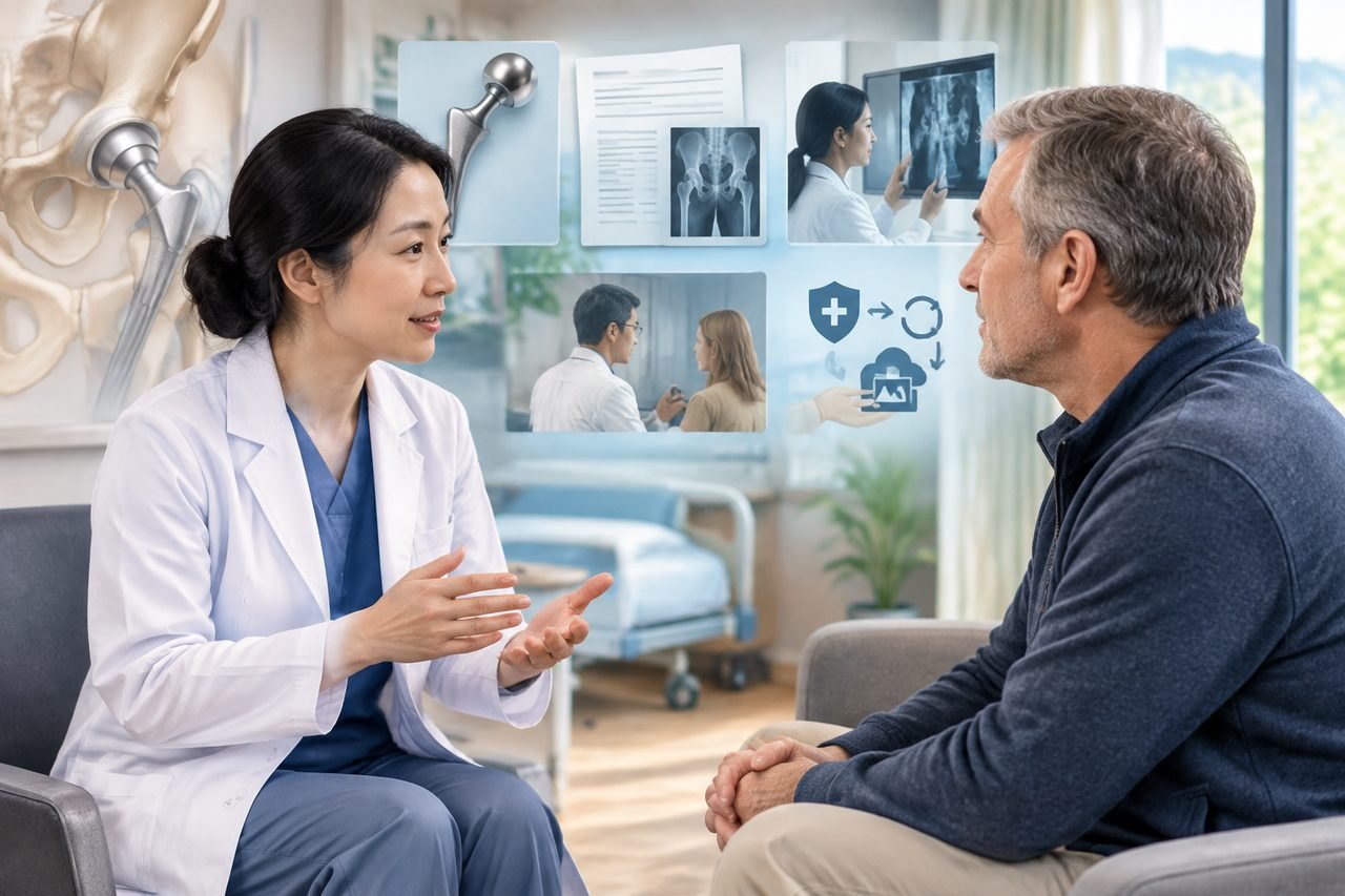 AI illustration: After Robotic Hip Replacement in China: Implant Records and Local Follow-Up