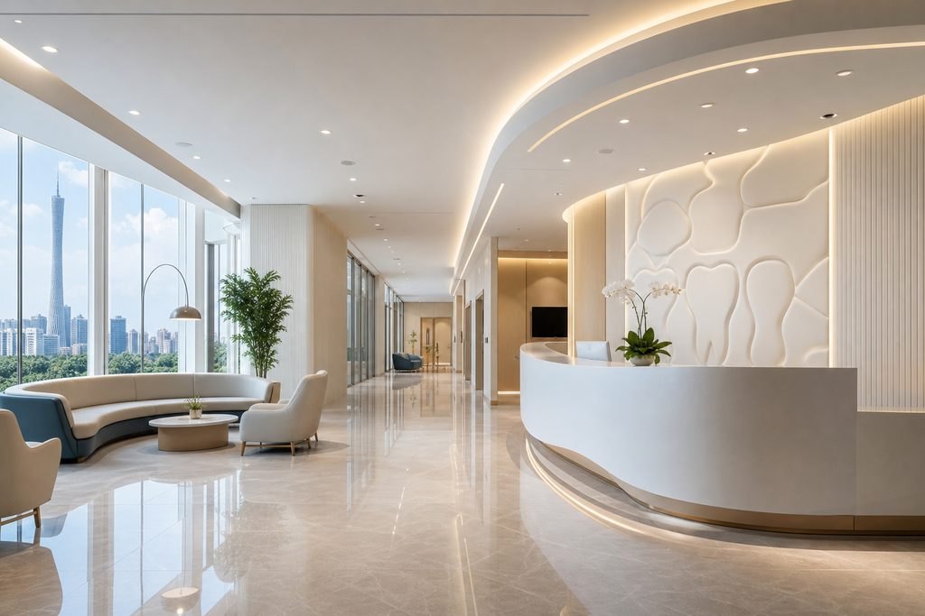 Illustrative image: A modern reception area with large windows and contemporary design elements.