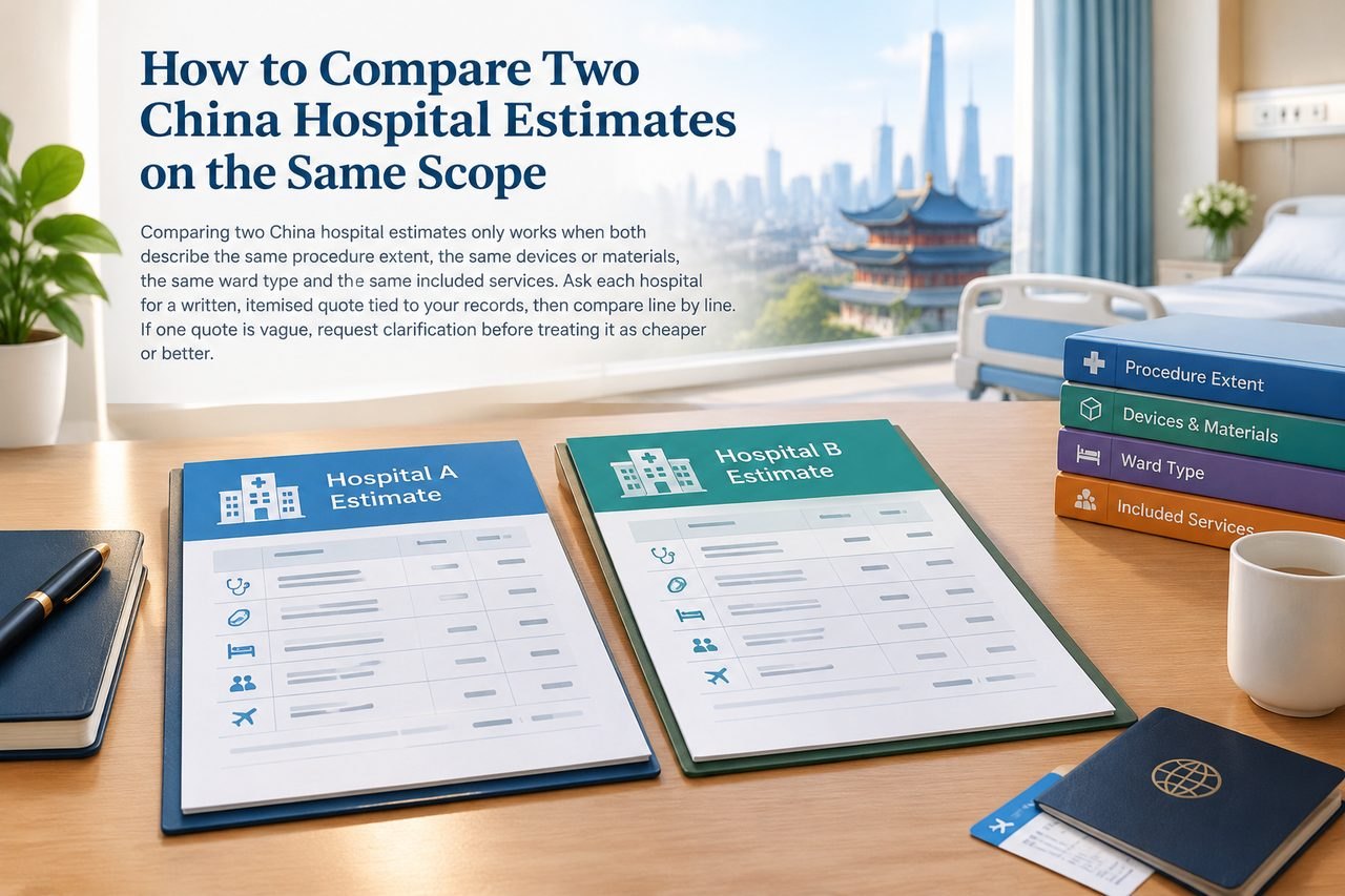 Editorial illustration: How to Compare Two China Hospital Estimates on the Same Scope