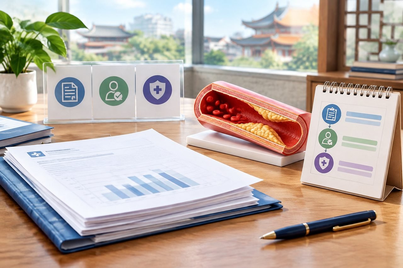 Editorial illustration: Cholesterol Testing in China: Avoiding Unnecessary Repeat Tests