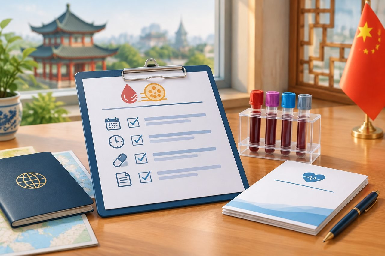 Editorial illustration: Cholesterol Testing in China: Provider Instructions Before the Appointment