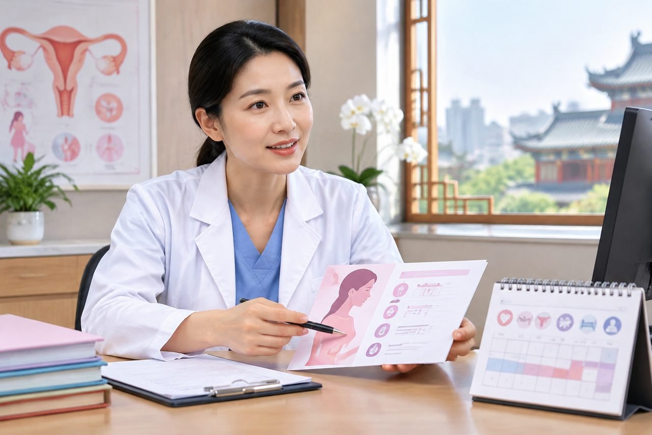 Editorial illustration: Women's Health Screening in China: One Appointment or Several Visits?