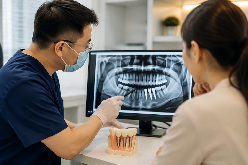 Editorial illustration: All-on-4 Dental Implants in China: What the Treatment Can and Cannot Address