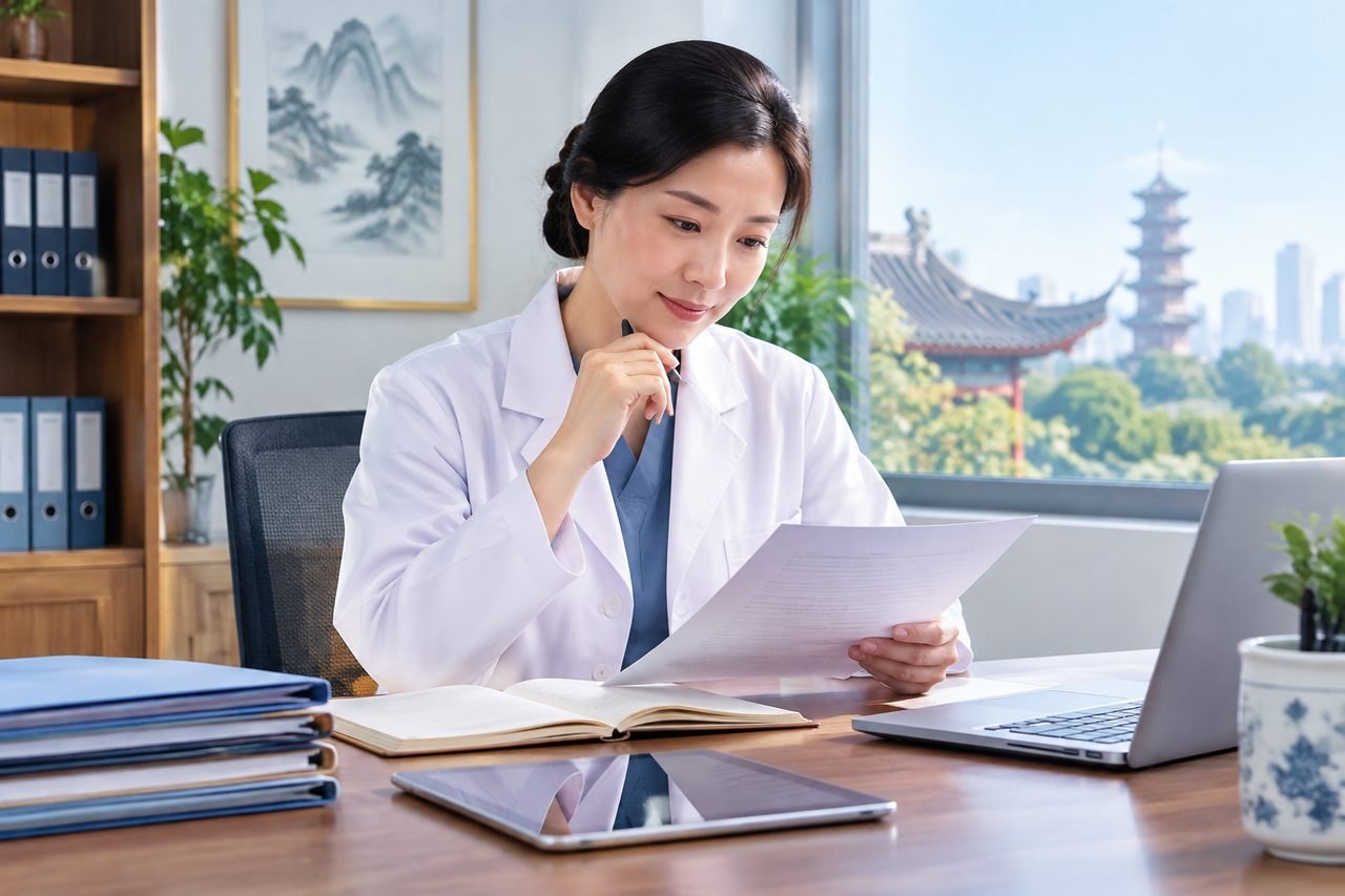 Editorial illustration: Post-Treatment Health Reviews in China: Sharing Results With Your Doctor at Home