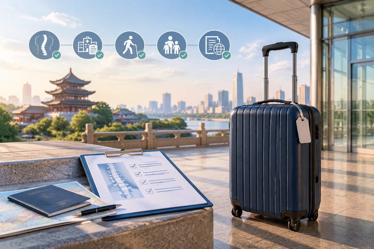 AI illustration: Travelling for Adult Scoliosis Surgery in China: Planning Mobility and Family Help