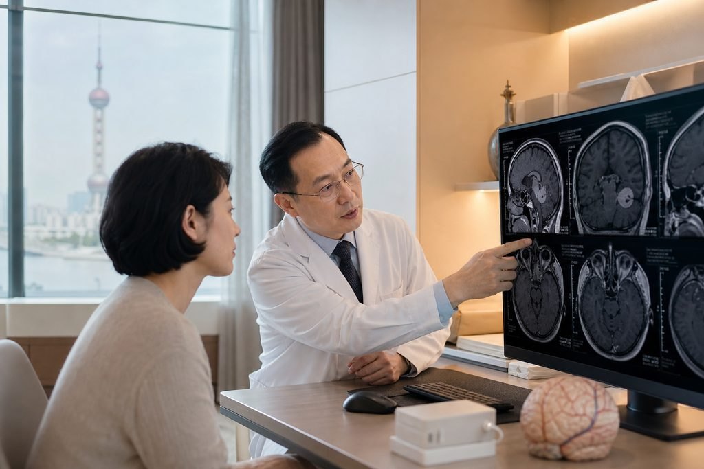 Editorial illustration: Acoustic Neuroma Care in China: Separating Medical and Travel Timelines