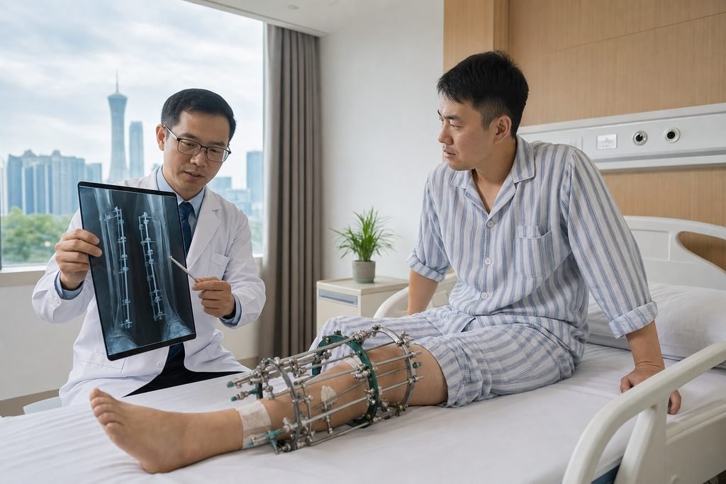 Editorial illustration: Limb Lengthening in China: Communicating With Your Home Medical Team