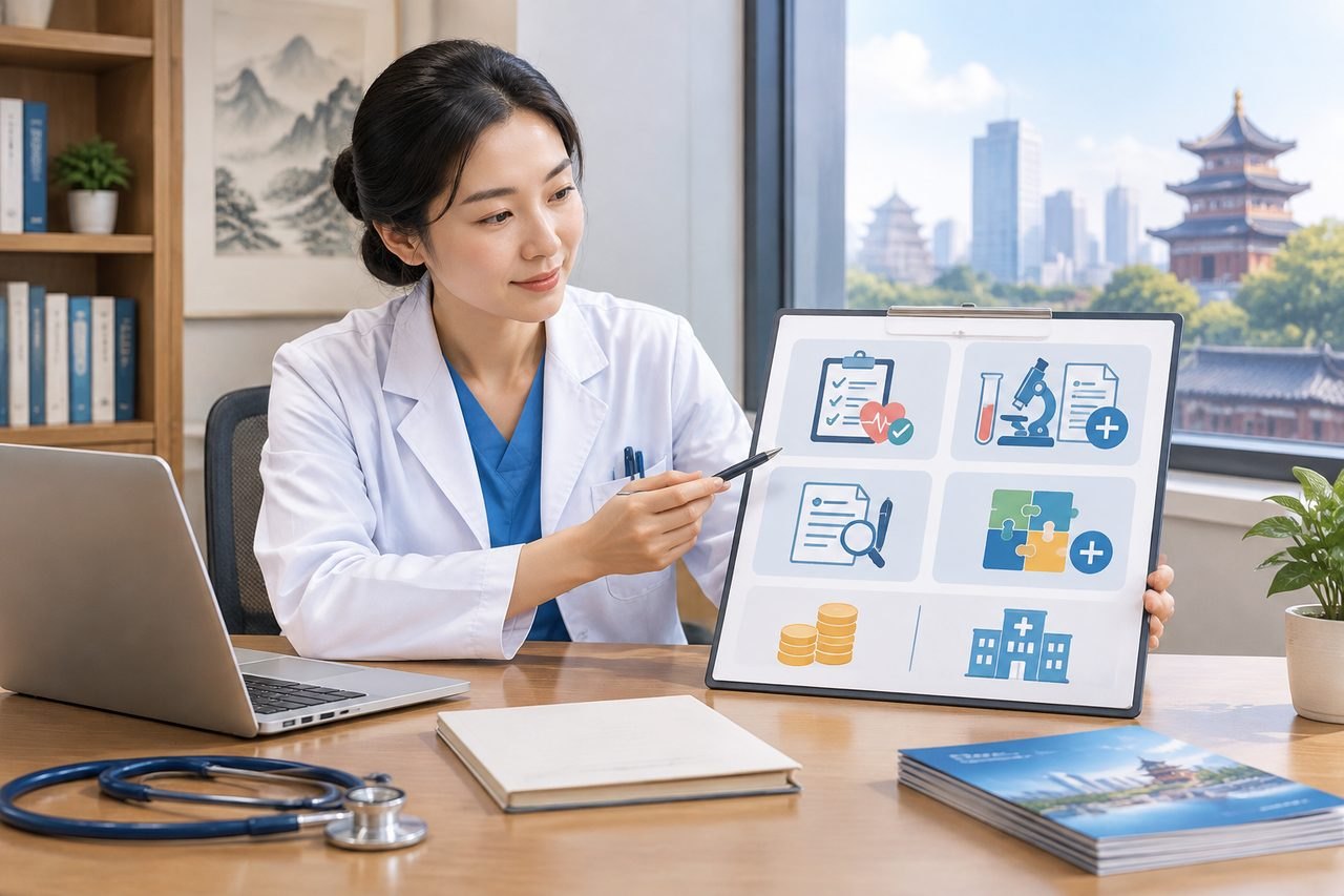 Editorial illustration: Executive Health Checkups in China: Package Price and Additional Charges
