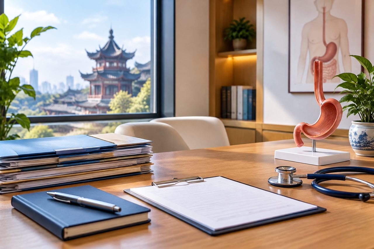 Illustrative image: A medical consultation room featuring anatomical models and office supplies.