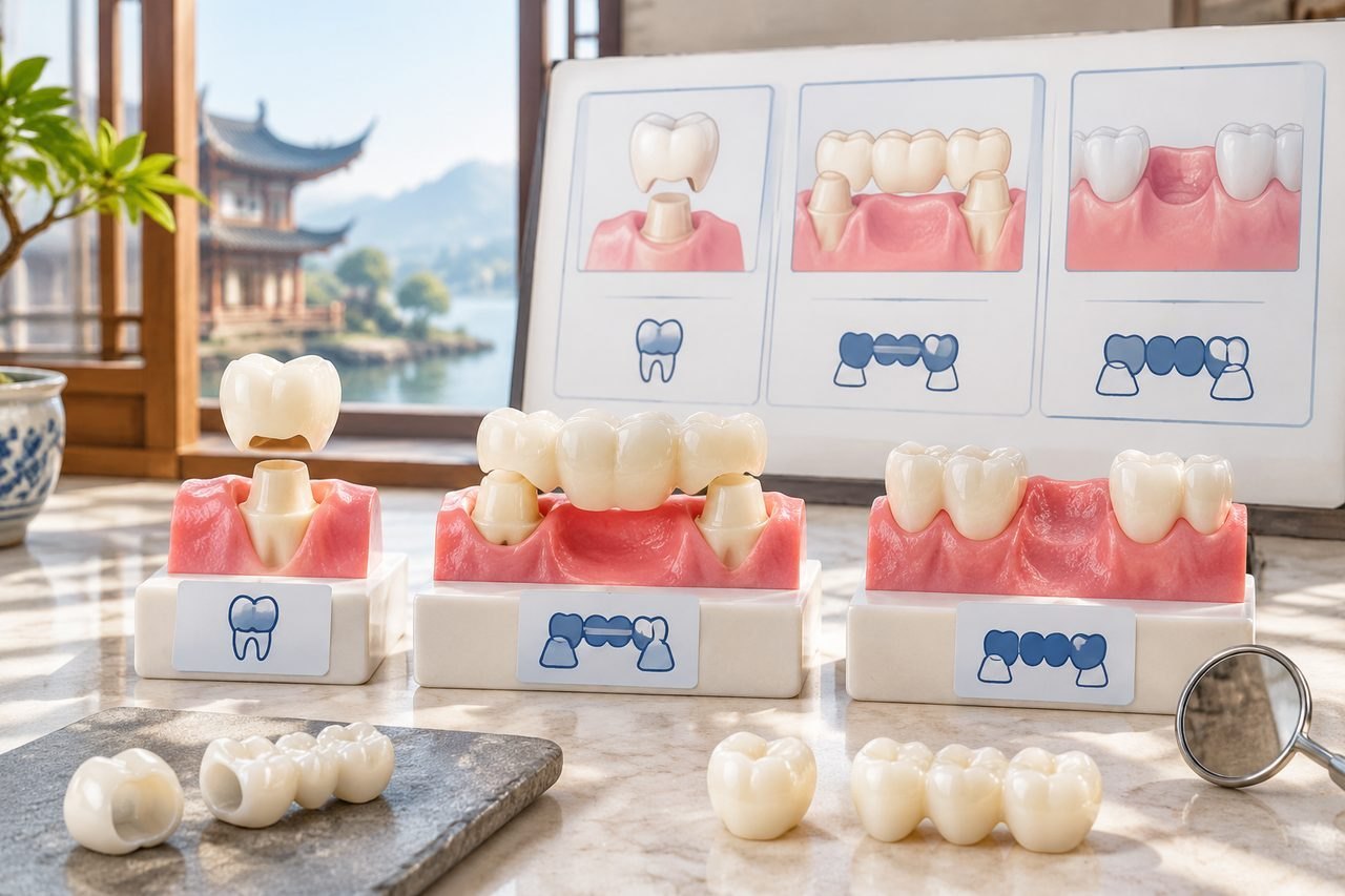Editorial illustration: Dental Crowns and Bridges in China: Questions About Restoration Materials