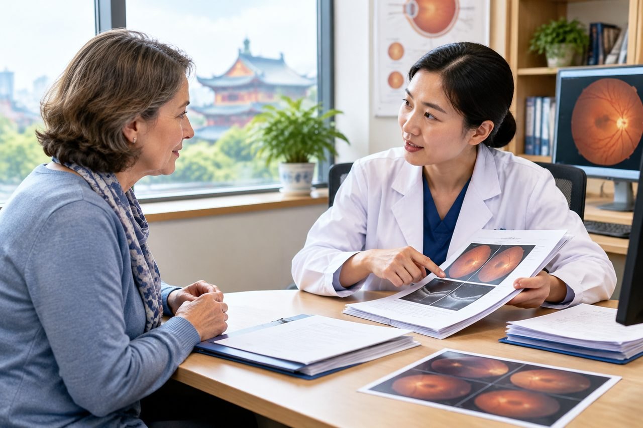 Editorial illustration: Diabetic Retinopathy Care in China: Questions About Previous Eye Treatment