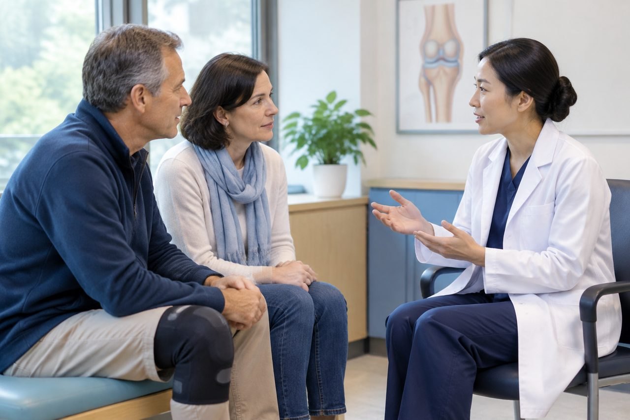 AI illustration: After Robotic Knee Replacement in China: Handing Over Rehabilitation Details